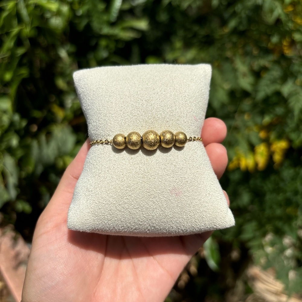 18K Gold Plated Stainless Steel Gold Beans Adjustable Bracelet